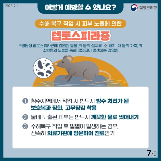 7.장마·태풍과 함께 찾아오는 풍수해 감염병을 알아보고 그 예방법을 숙지합시다